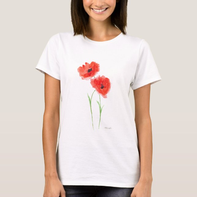 Camiseta Flores de amapola rojas (Anverso)