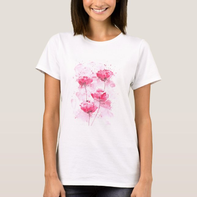 Camiseta Flores de amapola rojas (Anverso)