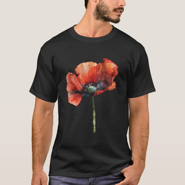 Camiseta Flores de Amapola Rojas Plantas Naturales (Anverso)
