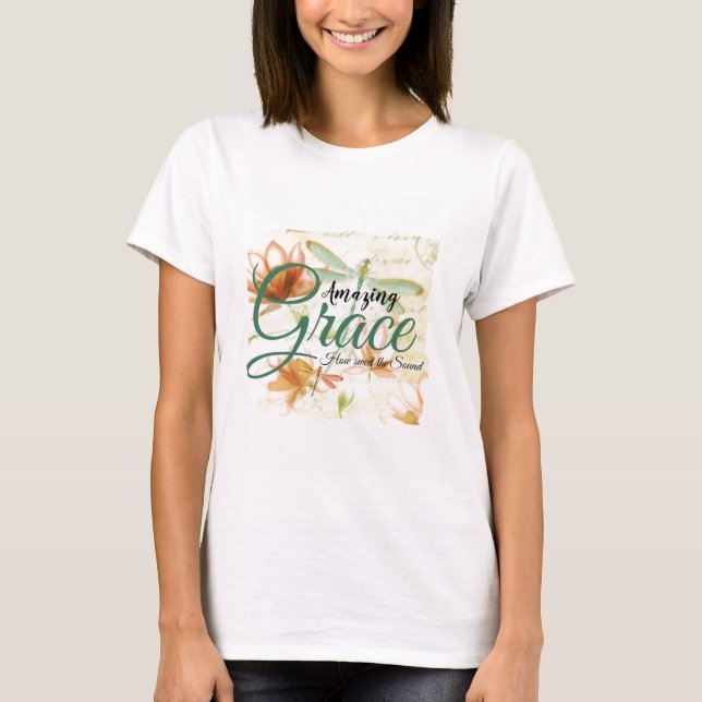 Camiseta Flores de Amazing Grace y libélula (Anverso)