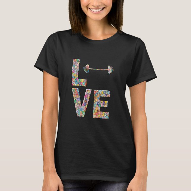 Camiseta Flores de amor de Barbell Gym Workout (Anverso)