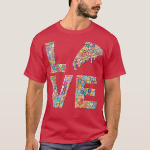 Camiseta Flores de amor de los amantes de la comida de pizz