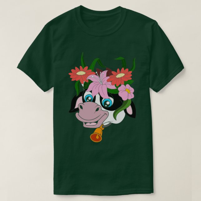 Camiseta Flores de animales de granja vaca (Diseño del anverso)