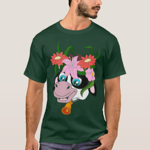 Camiseta Flores de animales de granja vaca