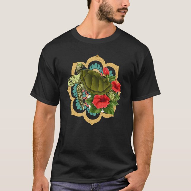 Camiseta Flores de animales de las tortugas marinas tribale (Anverso)