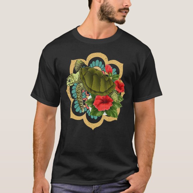 Camiseta Flores de animales de las tortugas marinas tribale (Anverso)