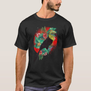 Camiseta Flores de animales tropicales Lluvia Floral de ave