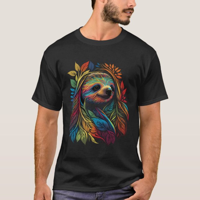 Camiseta Flores de arcoiris salvajes en la cara de una espu (Anverso)