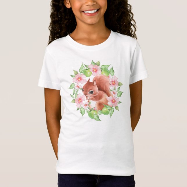 Camiseta Flores de ardilla y rosa (Anverso)