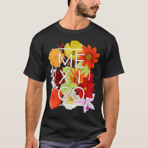Camiseta Flores De Arte De Palabra De México - Orgullo Mexi