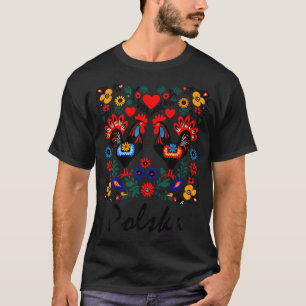 Camiseta Flores de arte folclórico polacas Wycinanki Polska