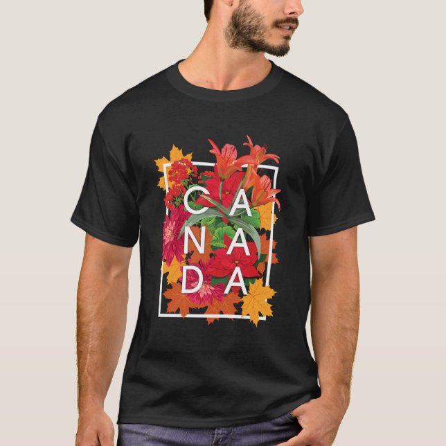 Camiseta Flores De Arte Word De Canadá - Orgullo Canadiense (Anverso)