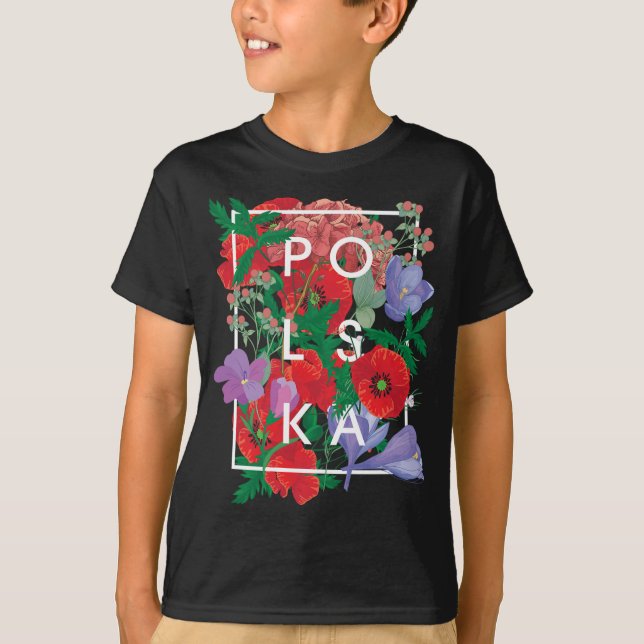 Camiseta Flores de arte Word en Polonia - Orgullo polaco Po (Anverso)