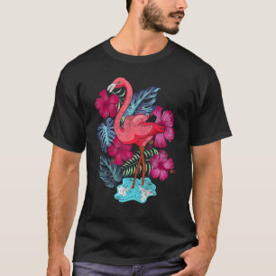 Camiseta Flores de aves rosadas en el zoológico tropical an