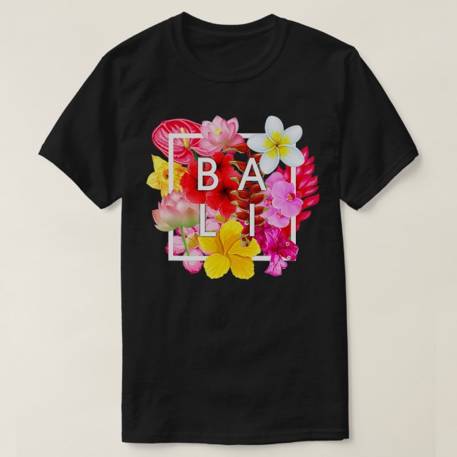 Camiseta Flores de Bali Word Art Bali Bali Indonesia Souven (Diseño del anverso)