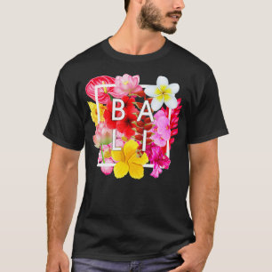 Camiseta Flores de Bali Word Art Bali Bali Indonesia Souven