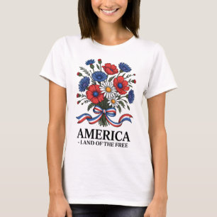 Camiseta Flores de Bandera Americana 4 de Julio Patrióticas