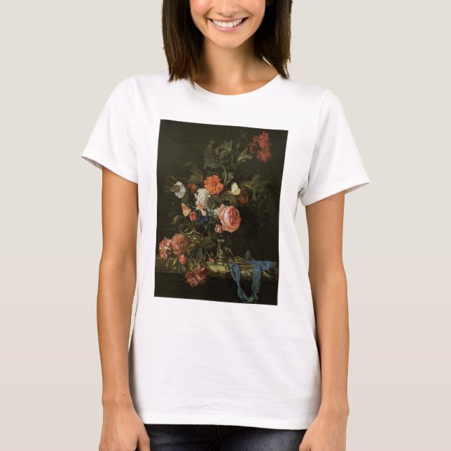 Camiseta Flores de Bodegón Floral en Jarrón, Barroco Antigu (Anverso)