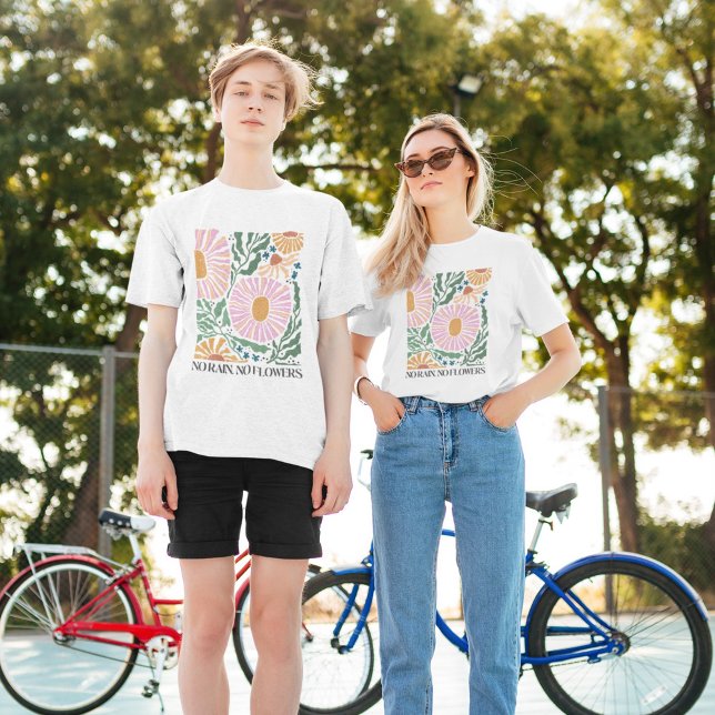 Camiseta Flores de Boho y comillas sin lluvia ni flor (Subido por el creador)