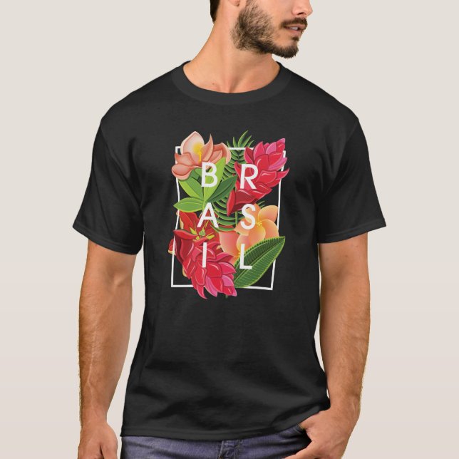 Camiseta Flores de Brasil: Arte Mundial - Orgullo Brasileño (Anverso)
