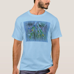 Camiseta Flores de bromelida en azul