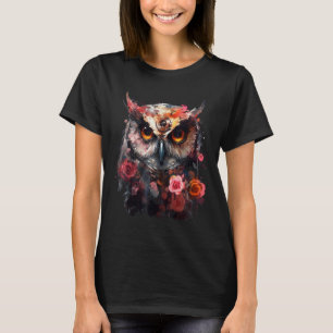 Camiseta Flores de búho Amantes de los animales de la fanta