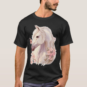 Camiseta Flores de caballo mariposa amante de caballo lindo