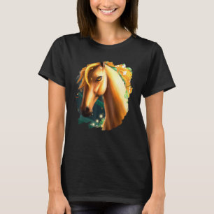 Camiseta Flores de caballo Pintura linda Flor Cabalgata