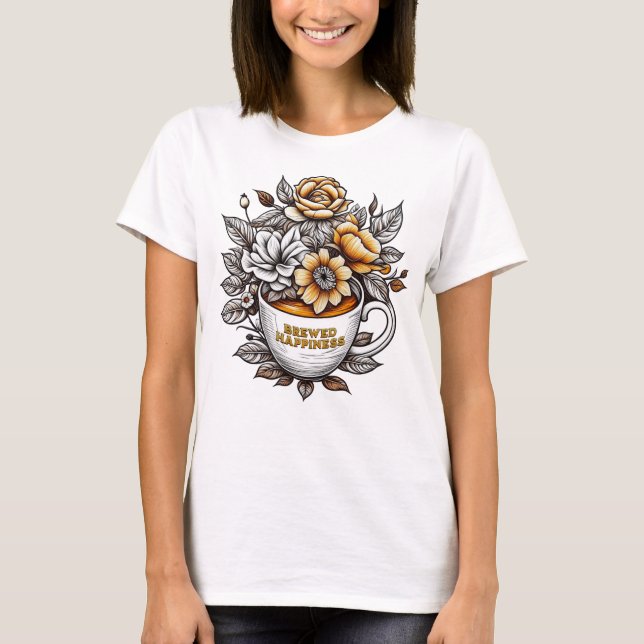 Camiseta Flores de café de la felicidad elaborada (Anverso)