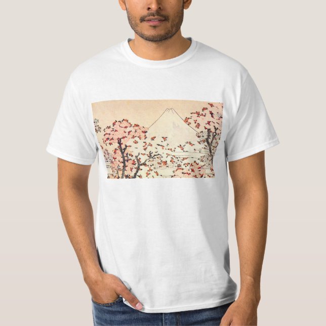 Camiseta Flores de cerezo de Hokusai el monte Fuji (Anverso)