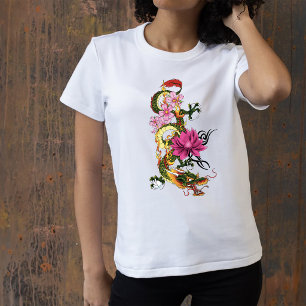 Camiseta Flores de cerezo de Lotus en el Dragon Chino