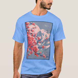 Camiseta Flores de cerezo japonesas en estética de montaña