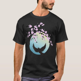 Camiseta Flores de cerezo SAKURA Pájaro de luna llena 1 cam