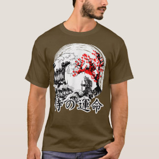 Camiseta Flores de cerezo Samurai en la ola Fuji 