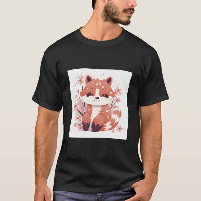 Camiseta Flores de Cerezo y Pandas Rojos Elevan Tu Estilo  (Anverso)