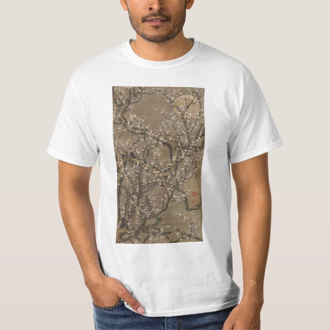 Camiseta Flores de ciruelas blancas y luna por Ito Jakuchu (Anverso)