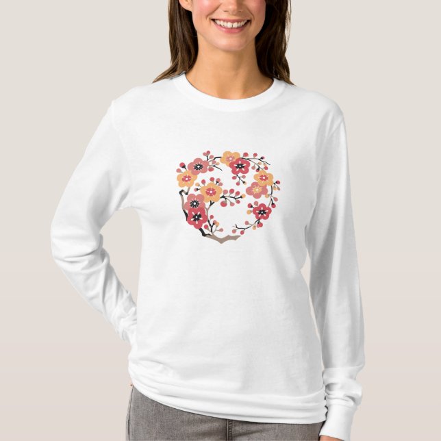 Camiseta Flores de ciruelo japonesas Circle (Anverso)