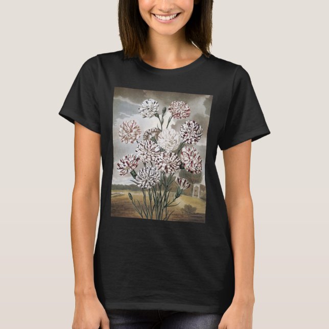 Camiseta Flores de clavel variadas con cielo gris (Anverso)