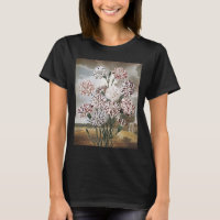Flores de clavel variegados vintage con cielo gris