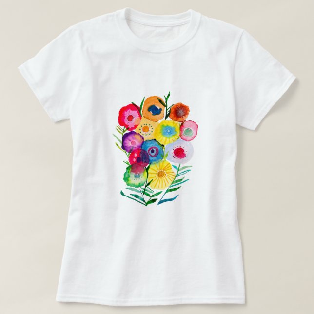 Camiseta Flores de colmenillas moradas florales (Diseño del anverso)