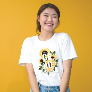 Camiseta Flores de color amarillo girasol y hierba de flore