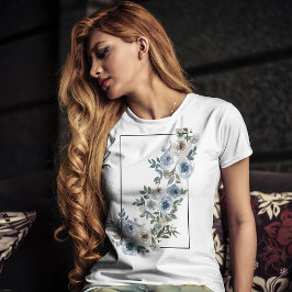 Camiseta Flores de color azul y gris vintage