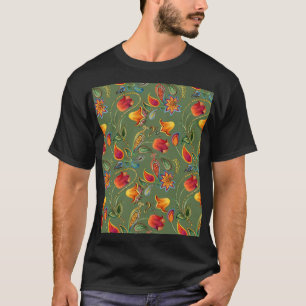 Camiseta Flores de color paisley, sin fisuras de motivos in