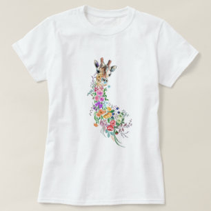 Camiseta Flores de colores Bouquet Giraffe - Dibujo moderno