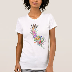 Camiseta Flores de colores Bouquet Giraffe T-Shirt