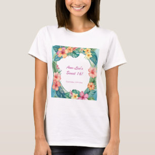 Camiseta Flores de colores Cumpleaños Hawái