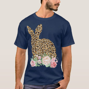 Camiseta Flores de conejo leopardo Chicas de impresión muje