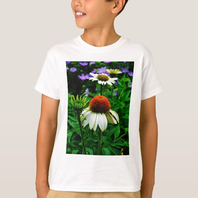 Camiseta Flores de Cono blancas y Naranjas (Anverso)