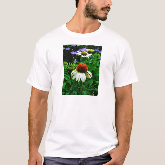 Camiseta Flores de Cono blancas y Naranjas (Anverso)