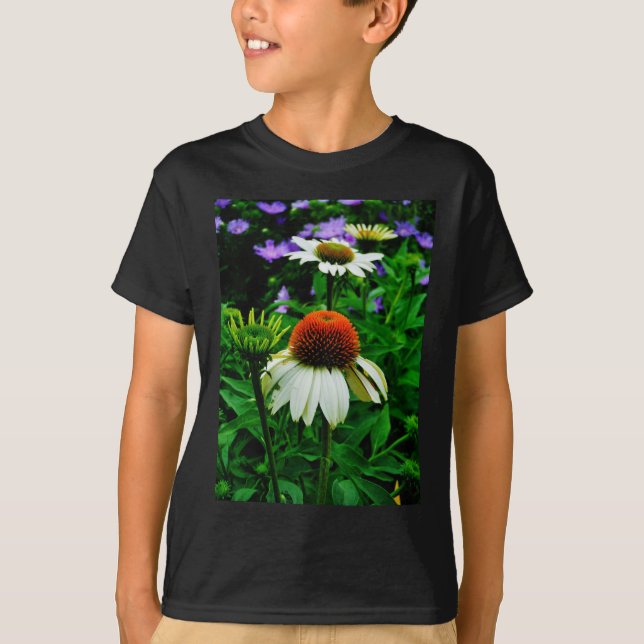 Camiseta Flores de Cono blancas y Naranjas (Anverso)